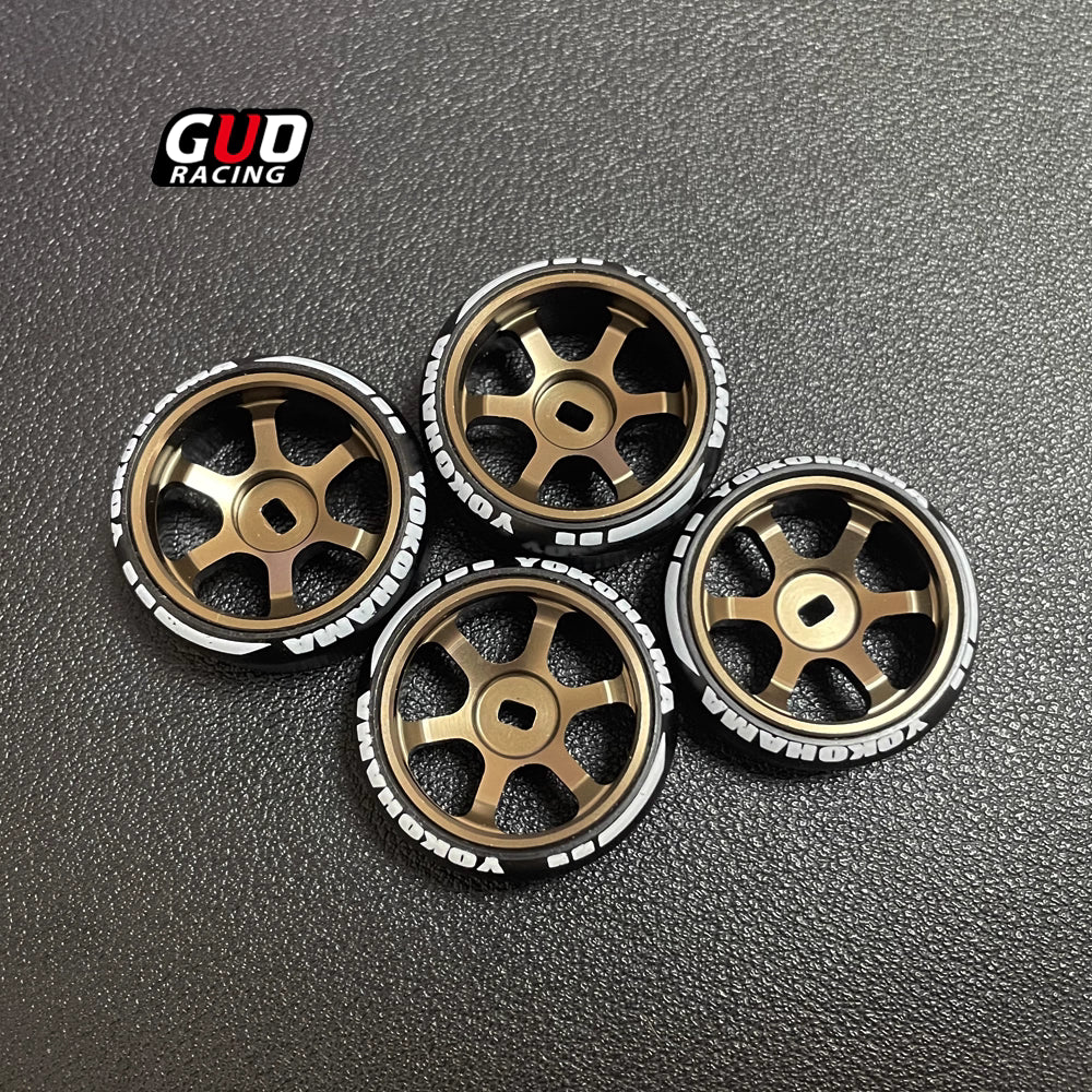 TG Racing 22mm Metal TE37 Wheel Hub Logo & High-Performance POM Drift Tires for RWD Mini RC