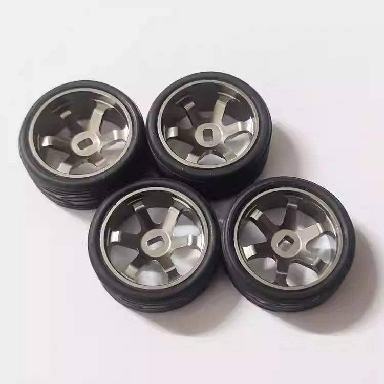 High Precision Metal TE37 Wheel Hub & Drift Tires for MINI-Z, MINI-Q, AMZ, XRX, DRZ