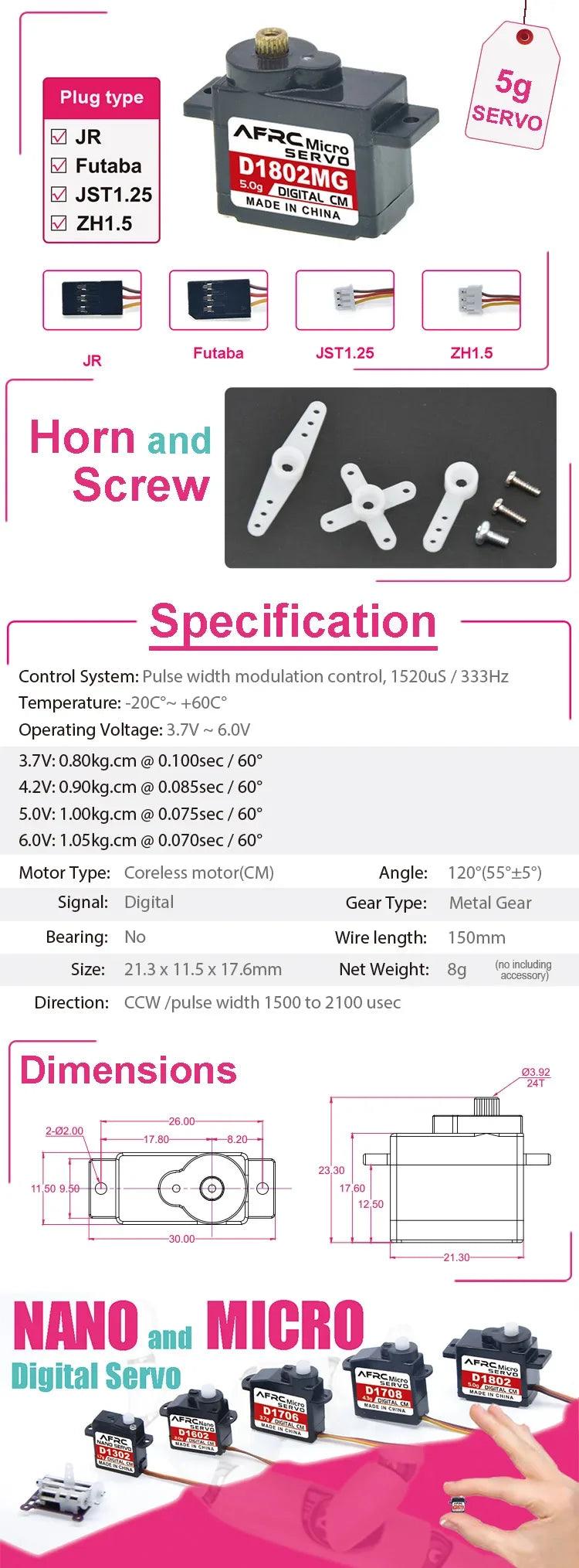AFRC-D1802MG 5g metal gear steering gear TG RACING mosquito car modification