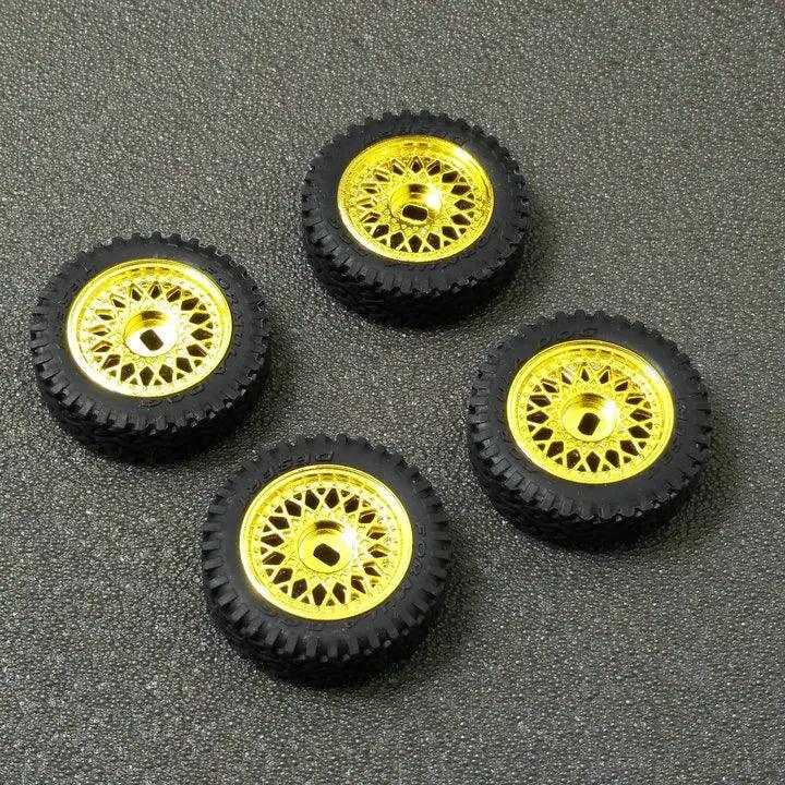 4PCS Rubber RC Racing Hub Tyre Set for Wltoys 1/28 1/24 AWD RWD Mini Q D Remote Control Car Upgrade Part Acessorios