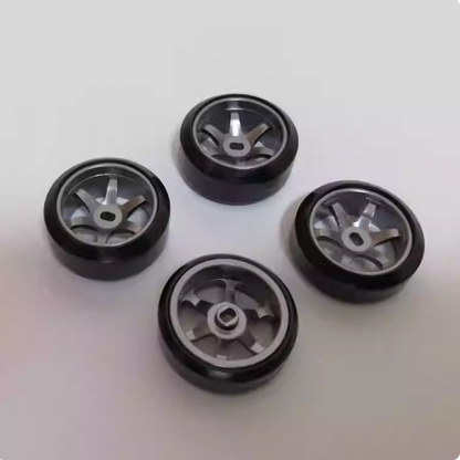 High Precision Metal TE37 Wheel Hub & Drift Tires for MINI-Z, MINI-Q, AMZ, XRX, DRZ