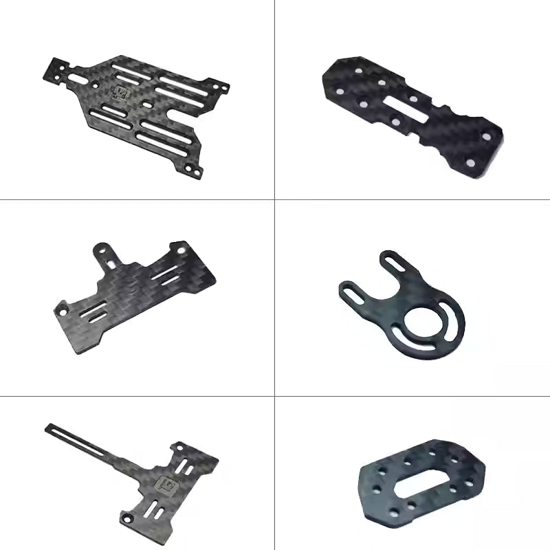 TG Racing Carbon Fiber Chassis Parts: Front Plate, Upper Deck, Motor Mount, Stealth Magnetic Mount