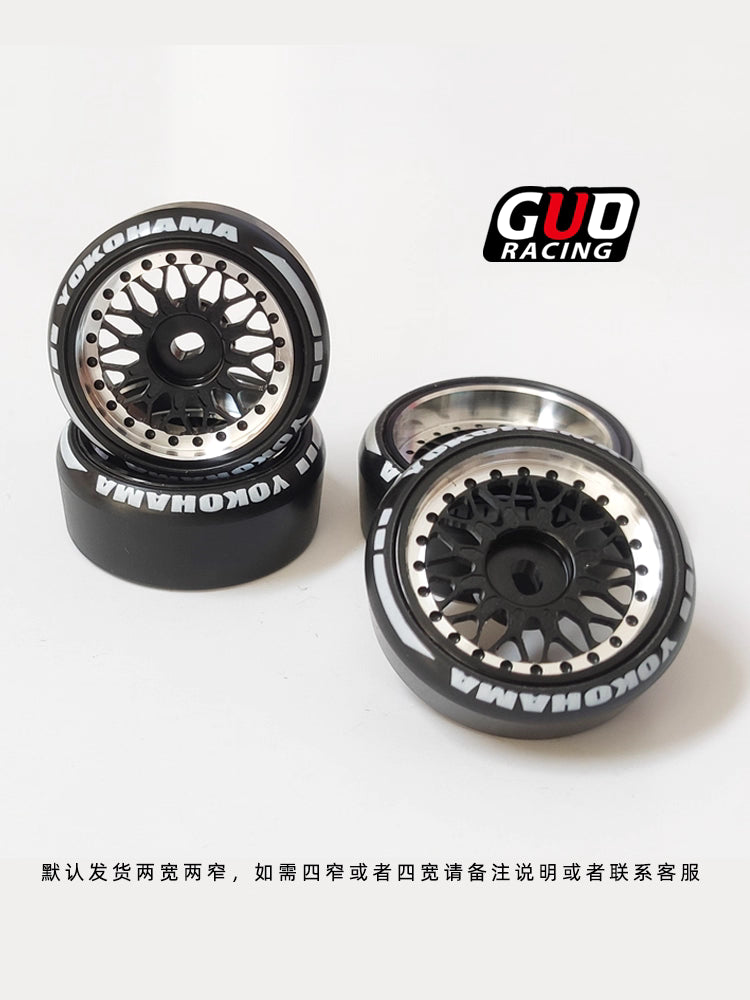 22mm Metal Wheels & Drift Tires Set for Kyosho MINI-Z (AWD/MA020), DRZ, HGD1, XRX, and 1/28 Micro RC Cars