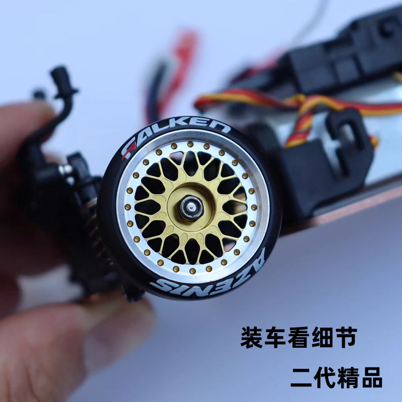 22mm Metal BBS Wheel & Lettered Drift Tire Set for Kyosho MINI-Z, MINI-Q, MINI-D, MK3, DB Micro RC