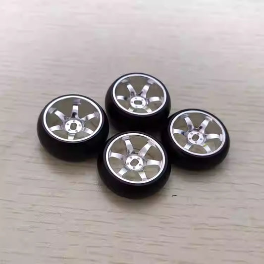 Metal Wheel Hub & Drift Tire Combo for MINI-Z AWD, DRZ, MINI-Q, XRX, HGD1 Mini RC
