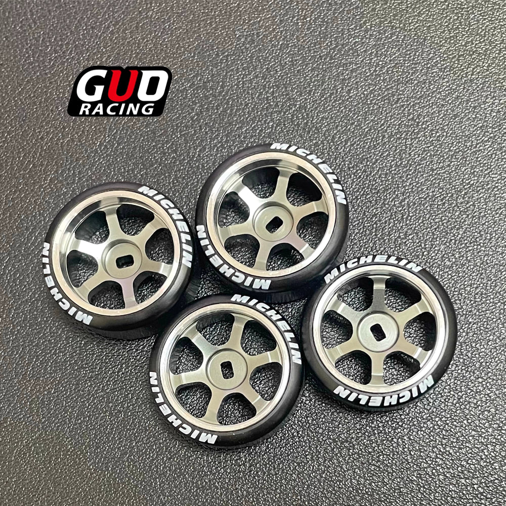 TG Racing RWD Drift Tires & TE37 Wheel Hub Set (6-Spoke) for 1/24 RWD/AWD Frames