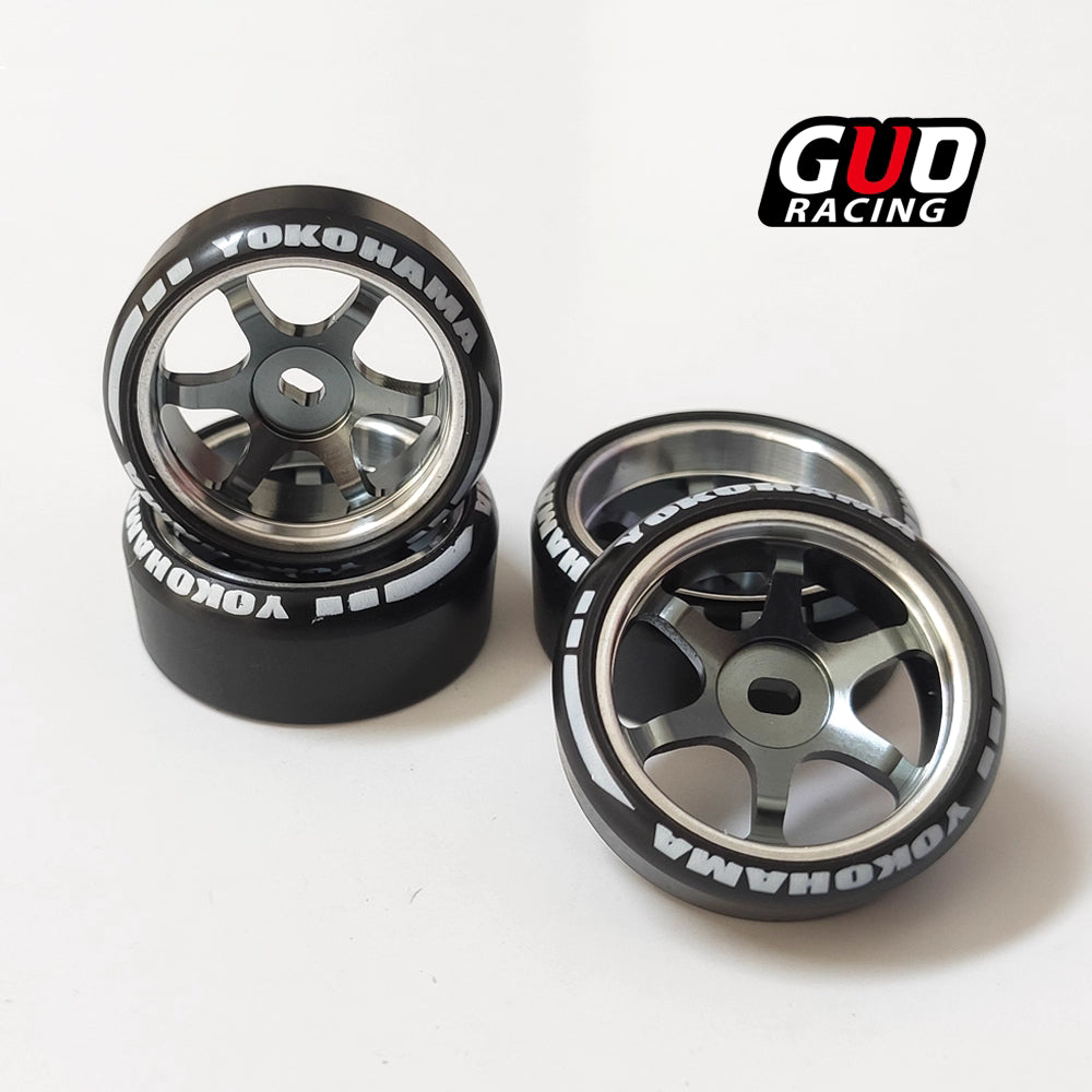 22mm Metal TE37 Wheel Hub w/ Logo & Drift Tires for RWD/AWD Mini RC (TG, WUSHUANG, WLtoys K969)