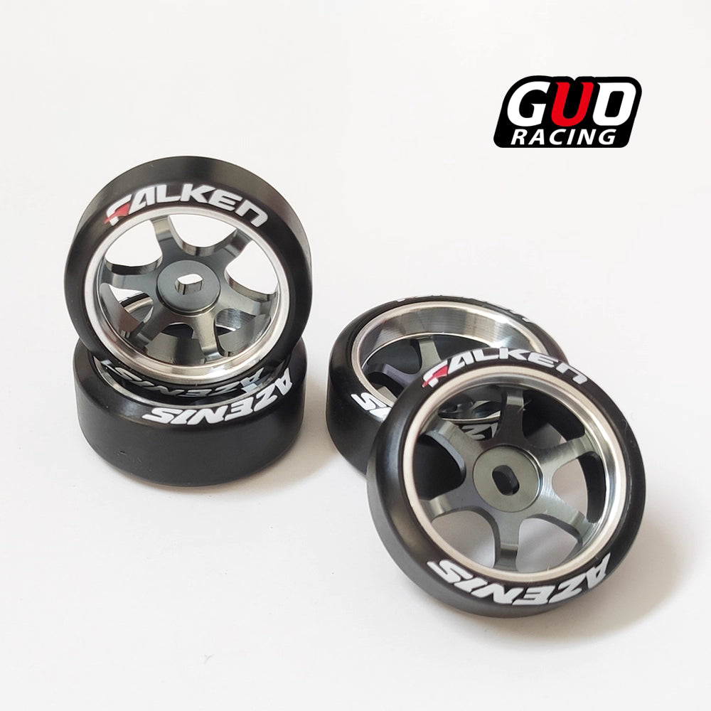 22mm Metal TE37 Wheel Hub w/ Logo & Drift Tires for RWD/AWD Mini RC (TG, WUSHUANG, WLtoys K969)