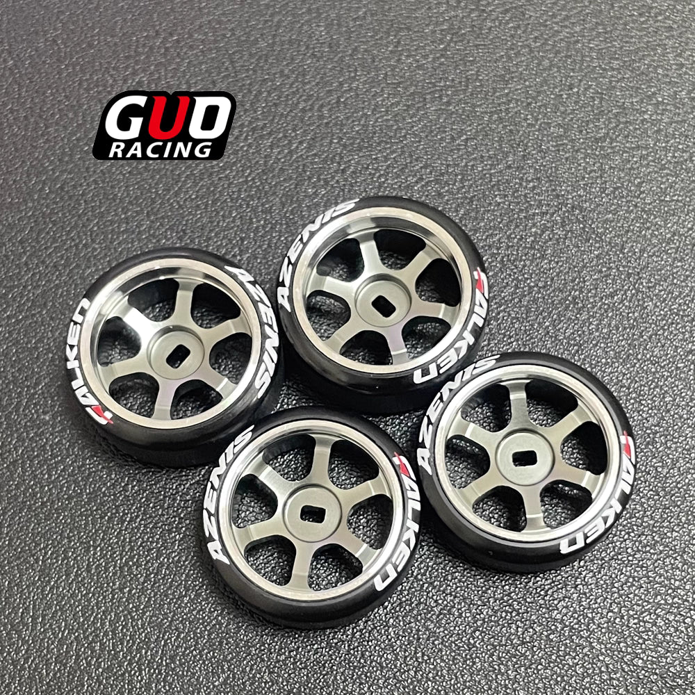 TG Racing RWD Drift Tires & TE37 Wheel Hub Set (6-Spoke) for 1/24 RWD/AWD Frames