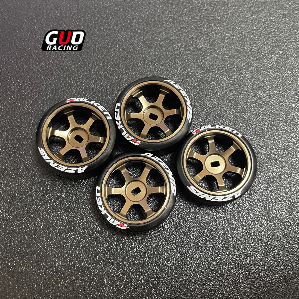TG Racing 22mm Metal TE37 Wheel Hub Logo & High-Performance POM Drift Tires for RWD Mini RC