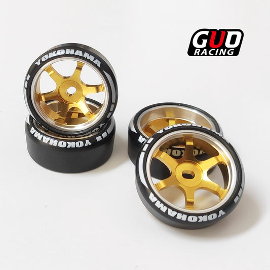 22mm Metal TE37 Wheel Hub w/ Logo & Drift Tires for RWD/AWD Mini RC (TG, WUSHUANG, WLtoys K969)