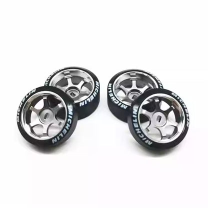 Metal Wheel Hub w/ Logo & Drift Tires for MINI-Q AWD, ATR, XRX, DRZ, GLA, AMZ
