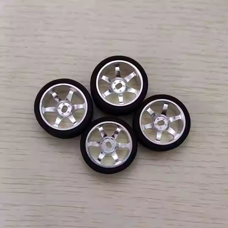 Metal Wheel Hub & Drift Tire Combo for MINI-Z AWD, DRZ, MINI-Q, XRX, HGD1 Mini RC