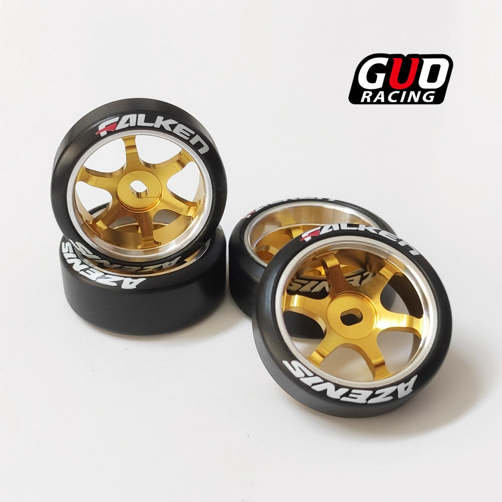 22mm Metal TE37 Wheel Hub w/ Logo & Drift Tires for RWD/AWD Mini RC (TG, WUSHUANG, WLtoys K969)