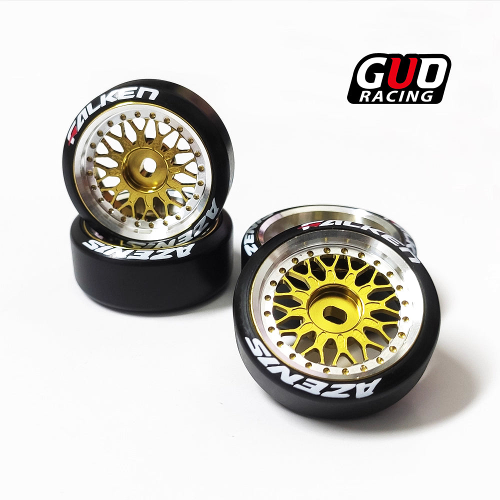 22mm Metal Wheels & Drift Tires Set for Kyosho MINI-Z (AWD/MA020), DRZ, HGD1, XRX, and 1/28 Micro RC Cars