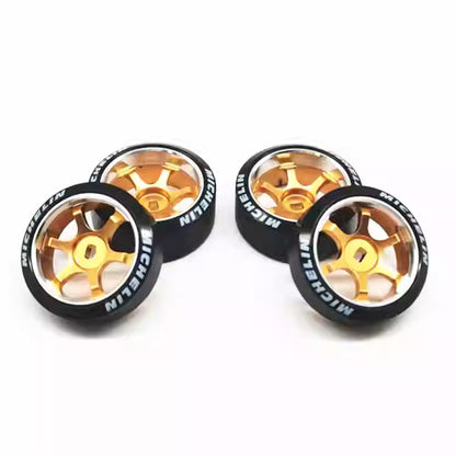 Metal Wheel Hub w/ Logo & Drift Tires for MINI-Q AWD, ATR, XRX, DRZ, GLA, AMZ