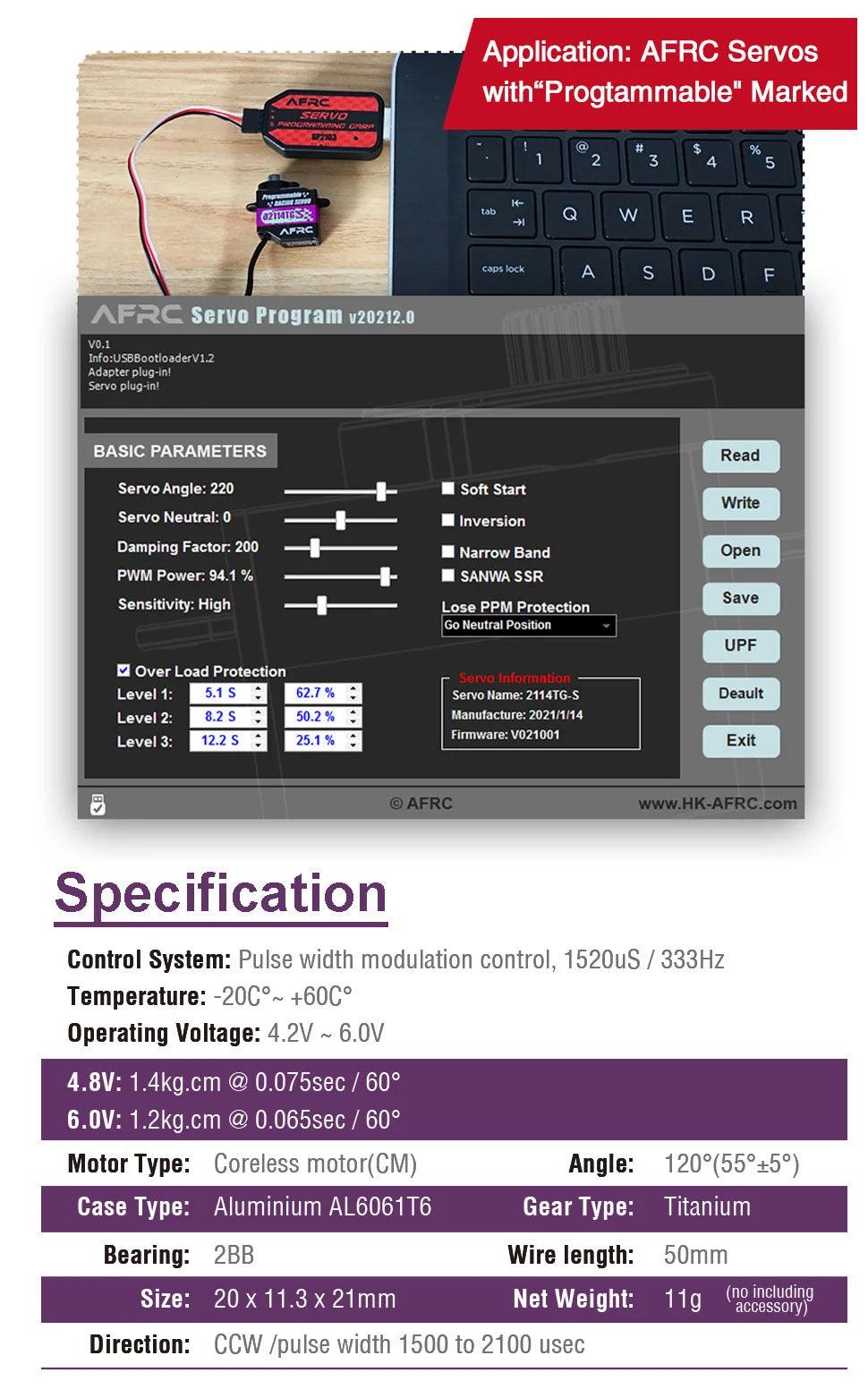 AFRC-D2114TG-S Micro all metal steering gear TG MINI-Q TRC MK2 XRX GLD DRZ ART2 RW00 Drift car modified and graded