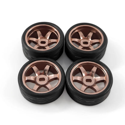 High Precision Metal TE37 Wheel Hub & Drift Tires for MINI-Z, MINI-Q, AMZ, XRX, DRZ