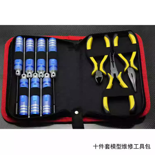 RC Model Car 10-Piece Tool Kit: Hex Socket, Screwdriver, Pliers - Maintenance Set