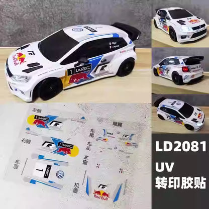 1/28 LD2801 Polo Body Decal Set (Red Bull Livery) - UV Transfer Sticker for Mini RC